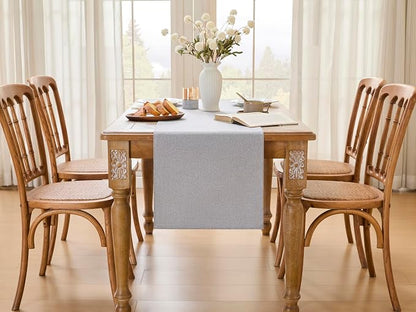 YATOJUZI Light Grey Table Runner Seasonal Summer Kitchen Dining Coffee Table - Image 4