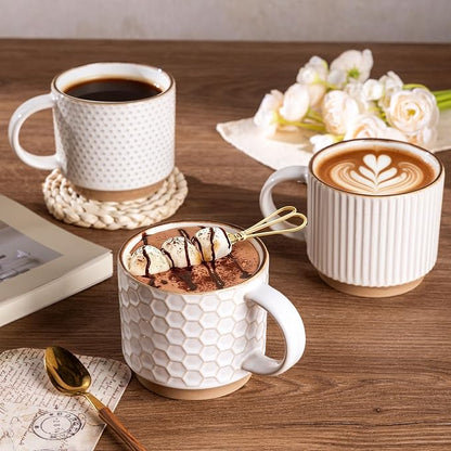 GBhome 6 OZ Stackable Coffee Mugs Set of 4, Ceramic Espresso Coffee Cups | - Image 6