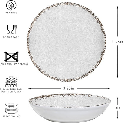 Rustic White Melamine Pasta Bowls, 6 Pack 9.25 inch Serving Bowls, Wide and - Image 5