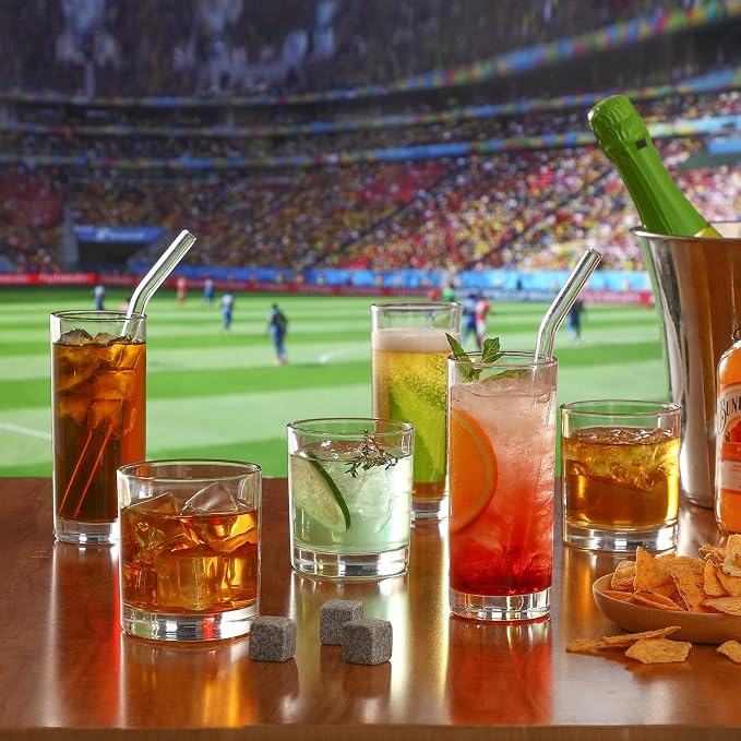 Glass Cups with Glass Straws, 12oz Highball & Rock Drinking Glasses, Everyday - Image 3