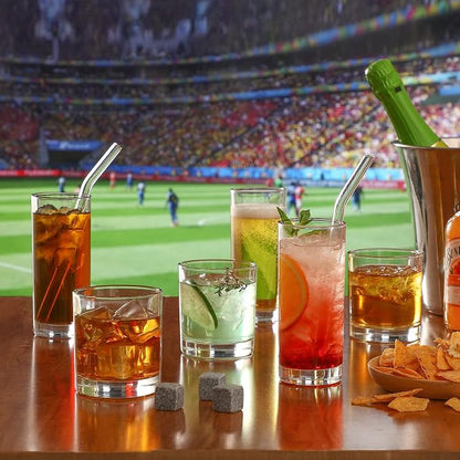 Glass Cups with Glass Straws, 12oz Highball & Rock Drinking Glasses, Everyday - Image 3