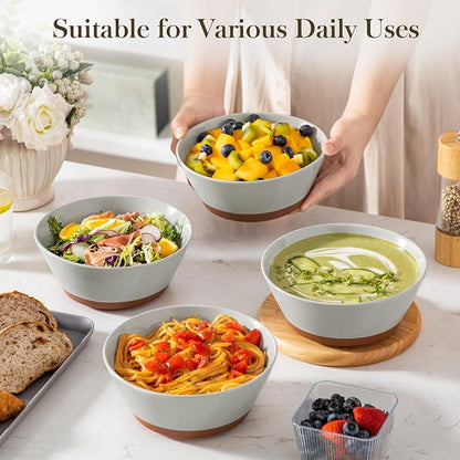 MALACASA Soup Bowls, Ceramic Salad Bowls Set of 4, 36oz Ceramic Bowls | - Image 5