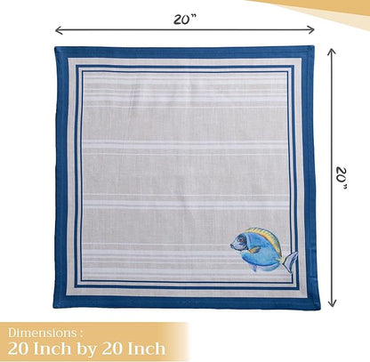 Maison d' Hermine Cloth Napkins Set of 4 100% Cotton Everyday Reusable Square Napkins Cloth Washable Dinner Party Wedding Restaurant Valentines Day Decorations Spring/Summer (Poisson, 20" x 20")