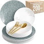 Trendables Fancy Plastic Dinnerware Sets 200 Pc Set 40 Guests Gold Silverware Disposable 40 X 10 Inch Charger Plates 40 X 8 Inch Dessert Plates 40 x Gold Plastic Forks and Spoons Knives In Aleh
