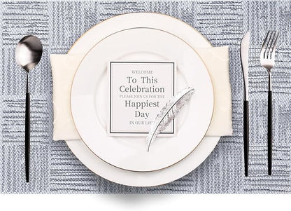 Placemats Set of 8 Plastic Vinyl Place Mats for Dinner Table, No-Slip Wipeable Table Mats Daily Use Patio Kitchen Decoration (18"x12", Grey)