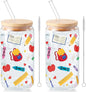 Sliner 2 Pcs Teacher Glass Cups Back to School Gifts Tumblers by Sliner