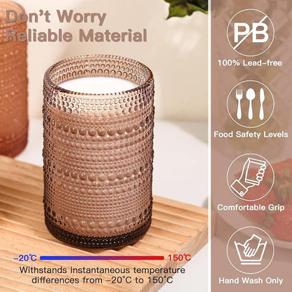 JOVGANK Venus Vintage Hobnail Drinking Glasses Set of 6, Water Tumbler 15oz - Image 3