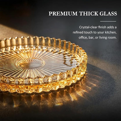 Champagne Modern Clear Coaster 6-Pack Glass Coasters - Image 4