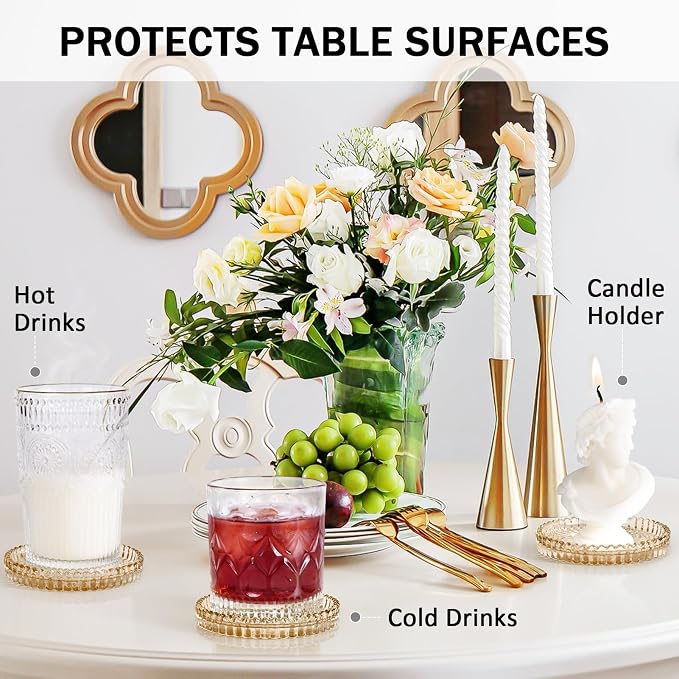 Modern Clear Glass Coasters Set of 6, Cute Coasters Table Mats - Image 3