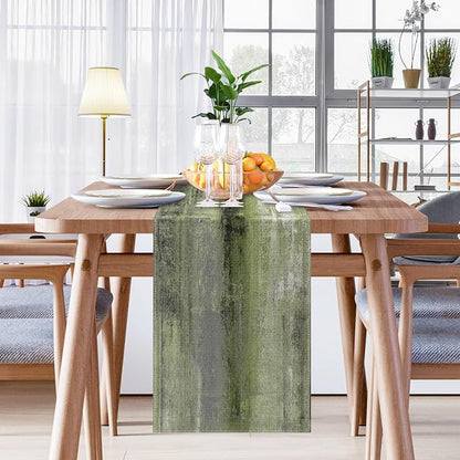 Emvency Table Runner, 13x60 Inch, Olive Green and Grey | Abstract Farmhouse - Image 7