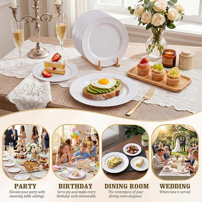 KIRE 120PCS White Plastic Plates - Image 4