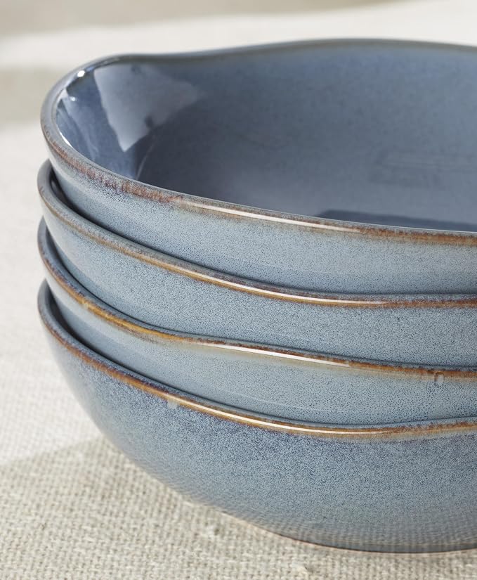 Oneida Dinnerware Set, Organic Shades Blue Pasta Bowls, Service - Image 3