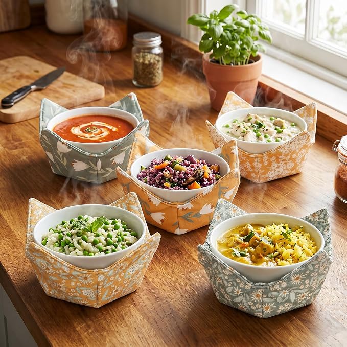 Cotton Microwavable Bowl Cozy, Microwave-Safe Hot Bowl Holders, Soup bowl Cozy - Image 6