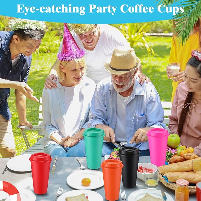 Honeydak 45 Pack 16 oz Reusable Coffee Cups - Image 4