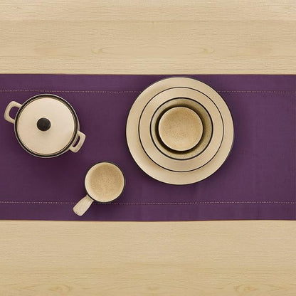 Solino Home Cotton Linen Dining Table Runner Purple Hemstitch, 14 x 108 in | - Image 3