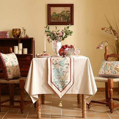 patdrea Designer Idyll Linen Table Runner, Vintage Beige Farmhouse - Image 2