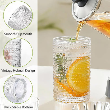 Hobnail Drinking Glasses Set of 8, 10 Oz Kitchen Water Glasses Cup & 12 Oz - Image 3