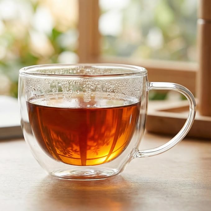 Double Wall Glass Coffee Mugs Set of 2, 6.76 oz Clear Insulated Cups - Image 8