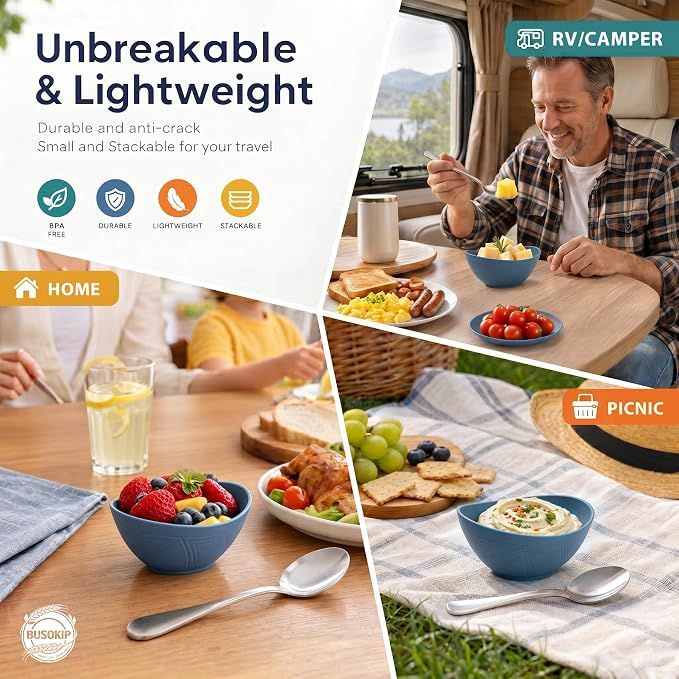 Snack Bowls Set of 6, Unbreakable Wheat Straw Bowls10oz, Small Prep Bowls - Image 6