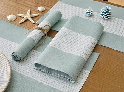 Wracra Linen Placemats Set of 4, Aqua Blue Place Mats - Image 4