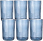 Blue Ribbed Highball Glasses Set of 6, 13.2oz Midnight Blue Colored Glassware by Vintacicle
