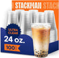 Stack Man Clear Disposable Plastic Cups PET Crystal Clear Disposable 24oz by StackMan