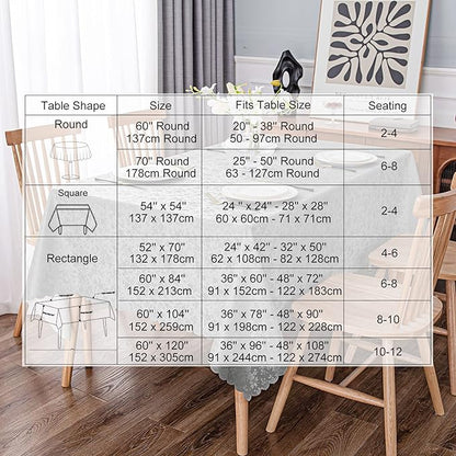 Smiry Rectangle Table Cloth, Waterproof Heavy Duty Vinyl Tablecloths, Wipeable Washable Table Cover for Kitchen and Dining Room (Grey, 54" X 108")
