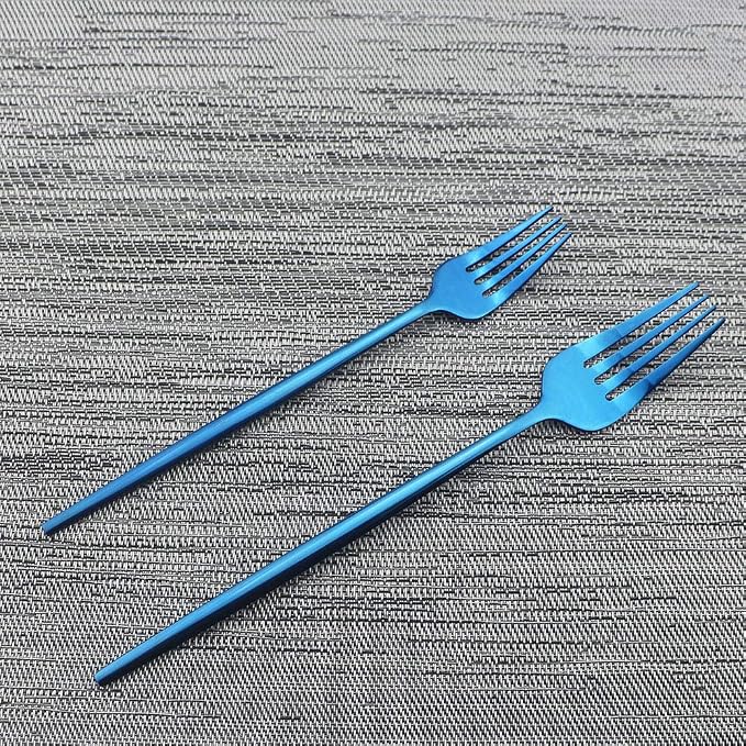 JASHII Shiny Blue Silverware Set, 30-Piece Stainless Steel Satin Finish Flatware - Image 5