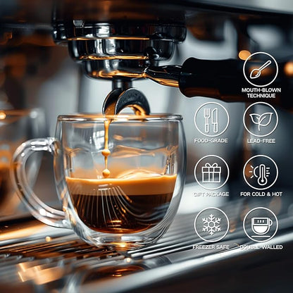6 Ounces Set of 4 Double Walled Glass Coffee Mugs - Image 2