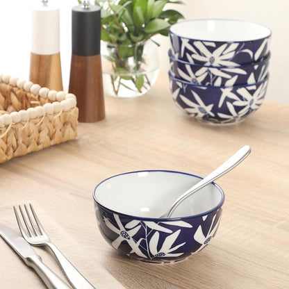 Gibson Home Ivory Estate 4-Piece Cereal Bowl Set, 5.5 Inch Round Stoneware Bowls - Image 5
