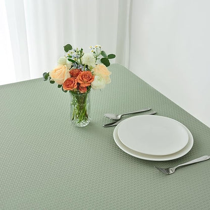 maxmill Weaved Texture Rectangle Tablecloth Water Resistant Wrinkle Free Spill-Proof, Soft Table Cloth for Dining Room Decoration, Banquet Parties Event Holiday Dinner, 60 x 84 Inch Sage Green