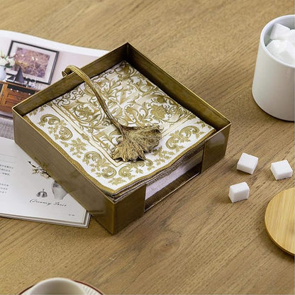 NIKKY HOME Farmhouse Napkin Holder, Rustic Tissue Dispenser, Flat Paper Hand Towel Caddy, Vintage Cooktail Napkin Tray Decor for Kitchen, Countertop, Dining Table, Restaurant, Outdoor - Bronze
