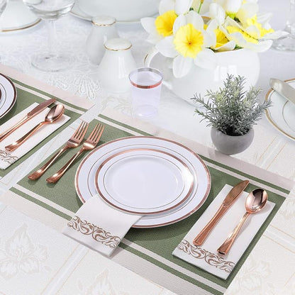 FOCUSLINE 175 Count Rose Gold Dinnerware Set - Image 4