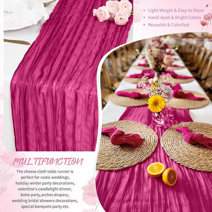 Showgeous 30 Pack Fuschia Cheesecloth Table Runner, 17 x 108 Inches | Boho - Image 5