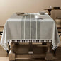 ZeeMart Contrast Linen Table Cloth Rectangle Table Cloths 60x104 Inch Grey, Farmhouse Style Heavy Weight Grey Tablecloth, Water Resistant Burlap Tablecloths