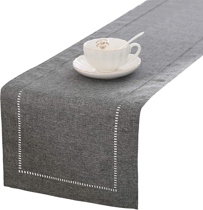Tosewever Decorative Linen Table Runner Farmhouse Style Tabletop Collection 14 by Tosewever