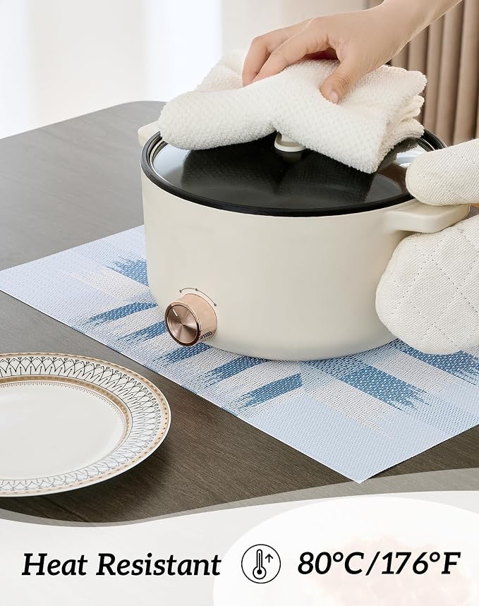 Leetaltree Geometric Print Blue Placemats Set of 12 - Image 3