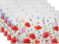 Red Poppy Floral Spring Place Mats Set of 4,Summer Flowers Leaves Place Mats Seasonal Table Mats for Party Kitchen Dining Decoration 12x18 Inch