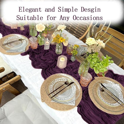 8 Pack Dark Purple Cheesecloth Table Runner 20 x 120 inch Gauze Table Runners - Image 6
