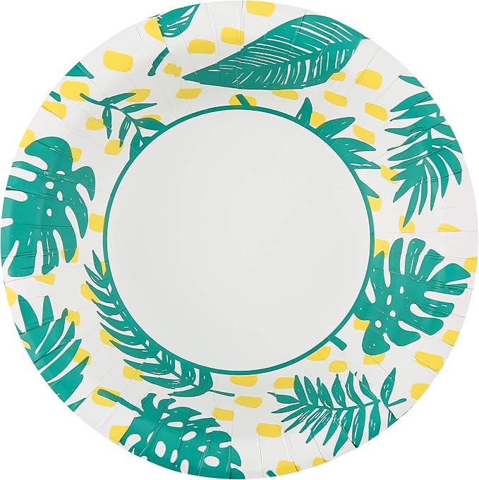 Glad Round Disposable Paper Bowls, Palm Leaves, 16 Oz, soak-proof and - Image 6