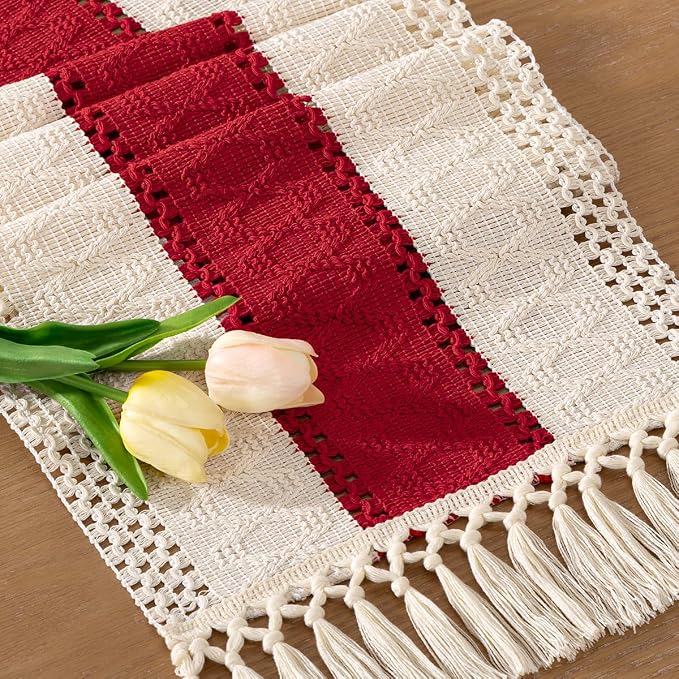 Boho Table Runner Summer Farmhouse Rustic Dining Dresser Scarf Home Decor | - Image 2