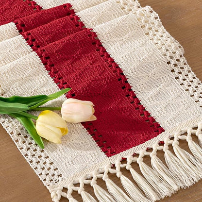 Boho Table Runner Summer Farmhouse Rustic Dining Dresser Scarf Home Decor | - Image 2