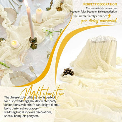 18 Pack Cheesecloth Table Runner 10FT Beige Table Runner Boho Gauze Cheese - Image 6