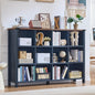 12 Cube Storage Organizer, Farmhouse 62 Inch Wide Navy Blue Display Bookshelf, Wooden 3 Tier Large Open Book Shelf, Vintage Bookcase for Home Office, Cubby Cabinet for Living Room, Bedroom