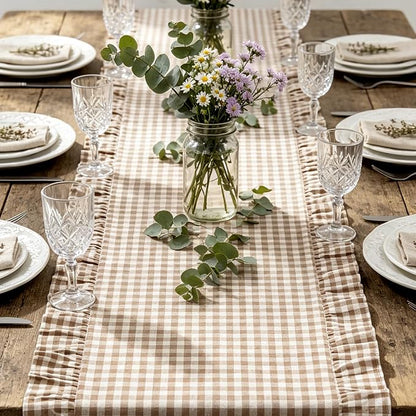 Eternal Beauty 14x72 Gingham Ruffle Table Runner - Image 2
