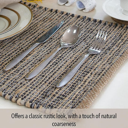 Natural Jute & Grey Placemats, 13x19 Inch Dining Table Placemats - Image 3