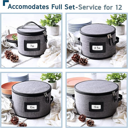 Fine China Storage Containers, 5 Piece Quilted Dish Storage Containers - Image 3