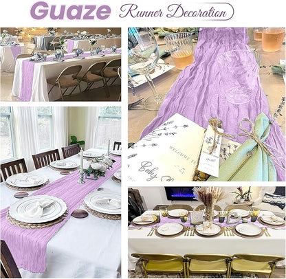 8 Pack Lavender Cheesecloth Table Runner 20 x 120 inch Gauze Table Runners 10 - Image 4