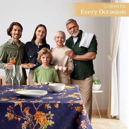 Maison d' Hermine Table Cloth Rectangle Table 100% Cotton 60 x 90 Inches Fall Tablecloth Reusable Everyday Use for Thanksgiving Christmas Decorations Dining Farmhouse Party (Kelim - Infinity)