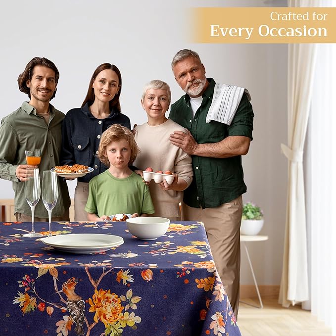 Maison d' Hermine Table Cloth Rectangle Table 100% Cotton 70 x 120 Inches Fall Tablecloth Reusable Everyday Use for Thanksgiving Christmas Decorations Dining Farmhouse Party (Kelim - Infinity)